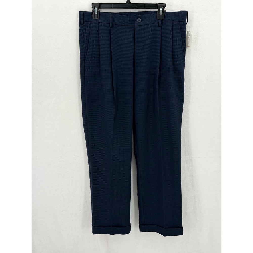 Van Heusen Pants Mens 34 Navy Classic Fit Traveler Non-Iron Dress Commute Church